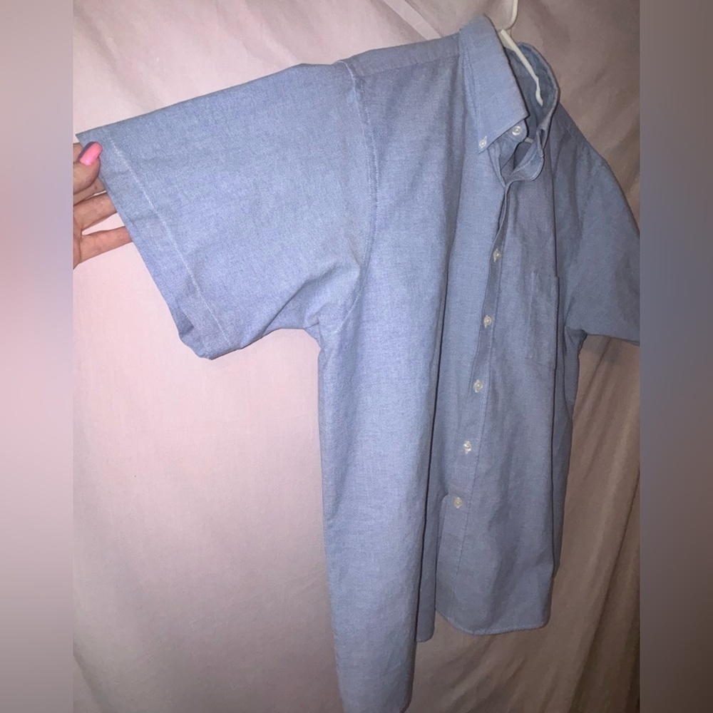Men’s Denim Van Heusen Wrinkle Free Short Sleeve Button Down - Picture 4 of 8